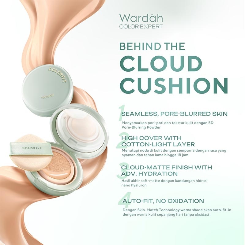 Wardah Colorfit 5D Blur Cloud Cushion 22N Light Ivory
