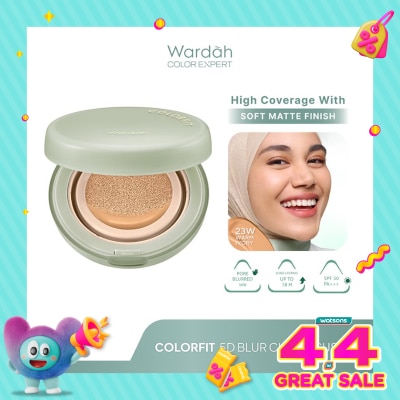 WARDAH - Colorfit 5D Blur Cloud Cushion 23W Warm Ivory - Matte Finish Tahan Lama Hingga 18 Jam - SPF 50 PA+, Nano-Hyaluron, dan CICA