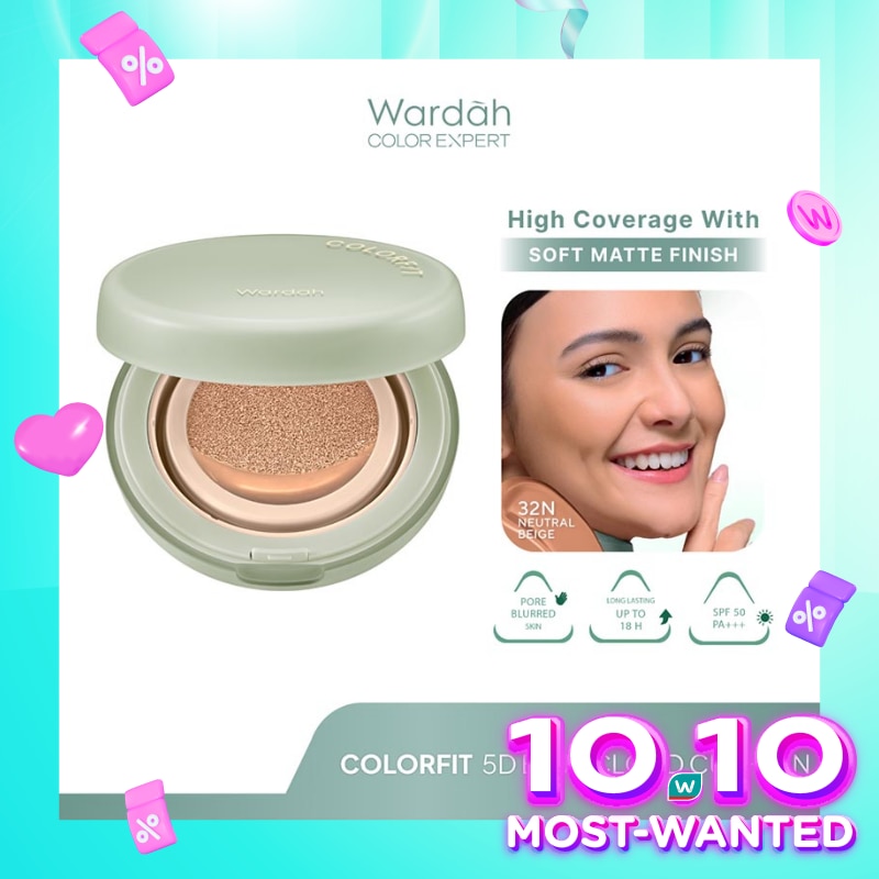 Colorfit 5D Blur Cloud Cushion 32N Neutral Beige - Matte Finish Tahan Lama Hingga 18 Jam - SPF 50 PA+, Nano-Hyaluron, dan CICA