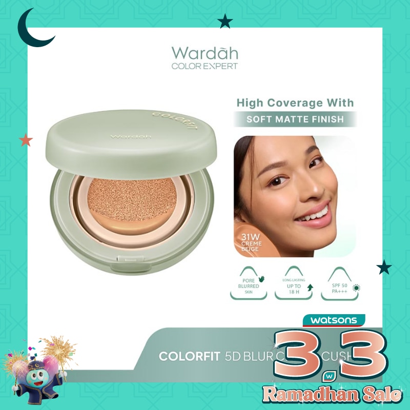 Colorfit 5D Blur Cloud Cushion 31W Crème Beige - Matte Finish Tahan Lama Hingga 18 Jam - SPF 50 PA+, Nano-Hyaluron, dan CICA