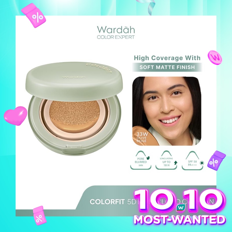 Colorfit 5D Blur Cloud Cushion 33W Olive Beige - Matte Finish Tahan Lama Hingga 18 Jam - SPF 50 PA+, Nano-Hyaluron, dan CICA