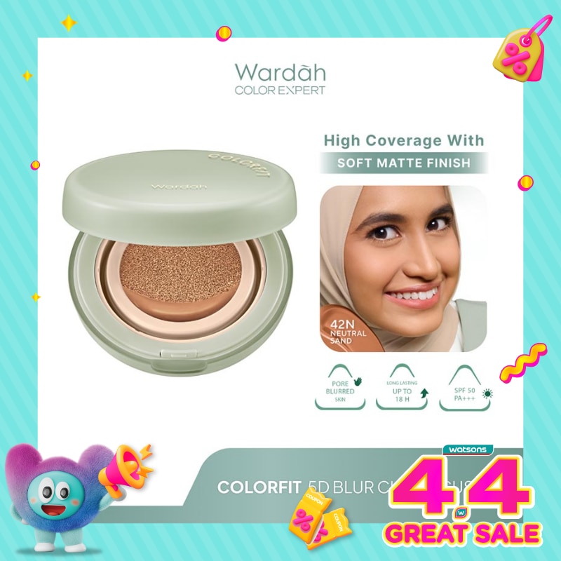 Colorfit 5D Blur Cloud Cushion 42N Neutral Sand - Matte Finish Tahan Lama Hingga 18 Jam - SPF 50 PA+, Nano-Hyaluron, dan CICA