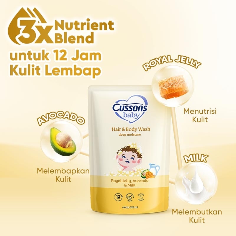 Cussons Baby Hair & Body Wash Deep Moisture Bottle 200ml image