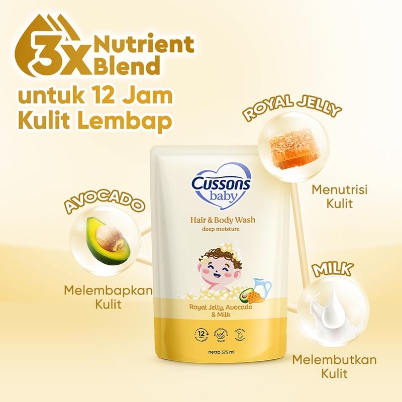 Cussons Baby Hair & Body Wash Deep Moisture Refill 375ml