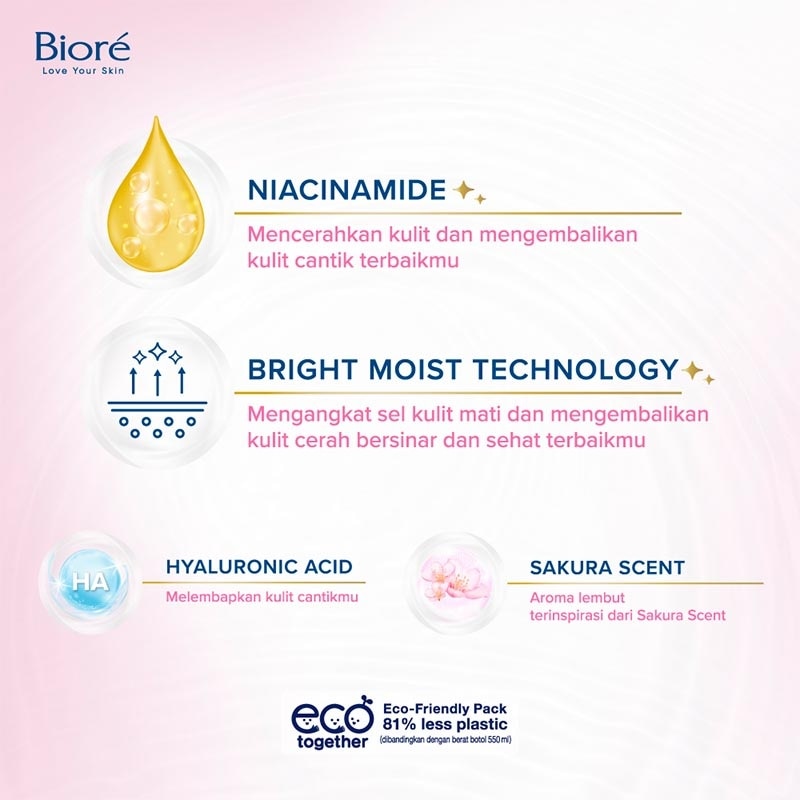 Bright Body Foam Sabun Mandi Cair Lovely Sakura Pouch 800ml