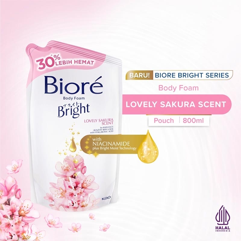Bright Body Foam Sabun Mandi Cair Lovely Sakura Pouch 800ml image