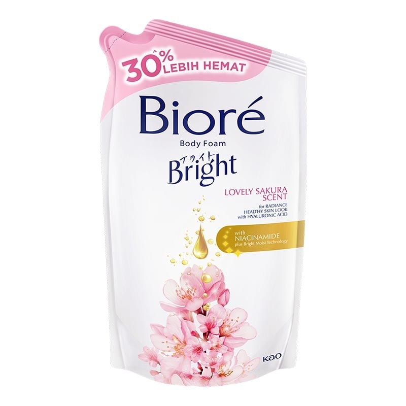 Bright Body Foam Sabun Mandi Cair Lovely Sakura Pouch 800ml