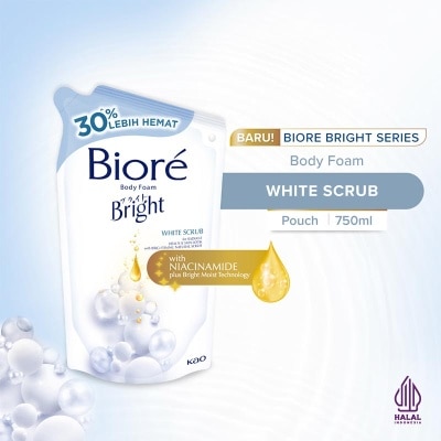 BIORE Bright Body Foam Sabun Mandi Cair White Scrub Pouch 750ml image