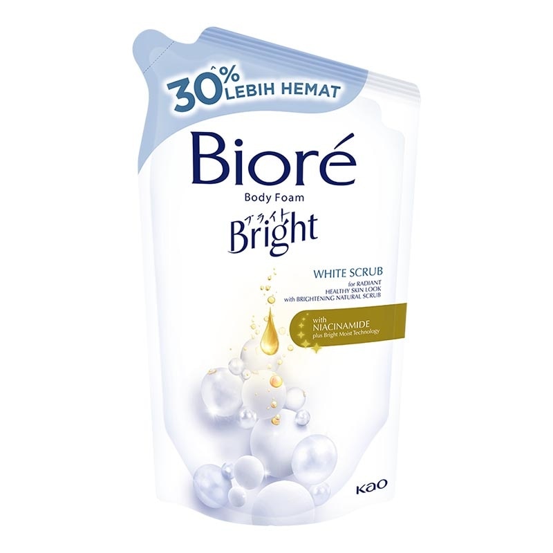 Bright Body Foam Sabun Mandi Cair White Scrub Pouch 750ml