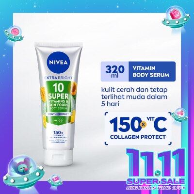 NIVEA Nivea Body Serum 10 Super Vitamins Youth Protect Collagen SPF15 320ml