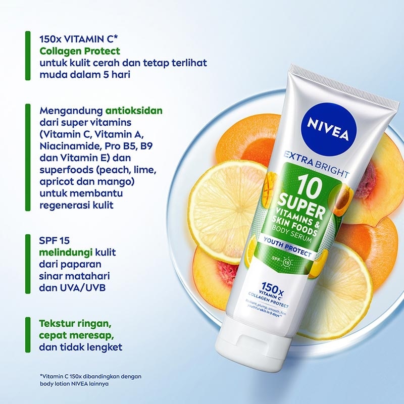 Nivea Body Serum 10 Super Vitamins Youth Protect Collagen SPF15 180ml