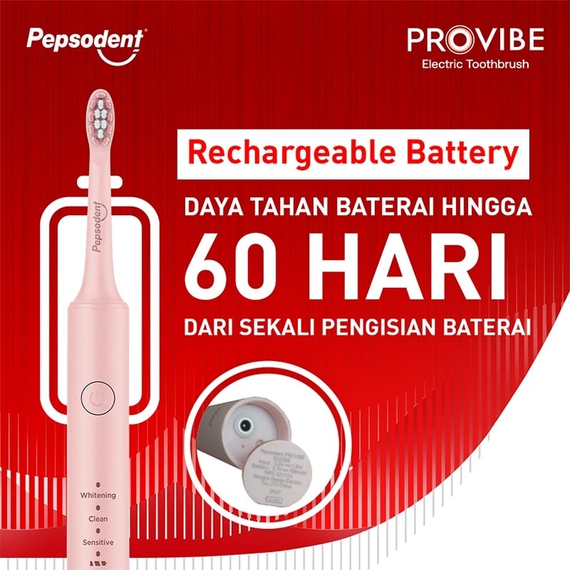 Pepsodent Provibe Sikat Gigi Elektric Starter Kit Pink