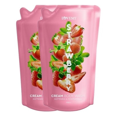 LOVEMY Lovemy Twin Pack Strawberry Cream Body Wash Refill 900ml