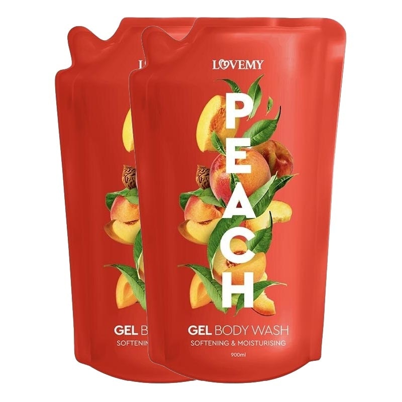 Lovemy Twin Pack Peach Gel Body Wash Refill 900ml