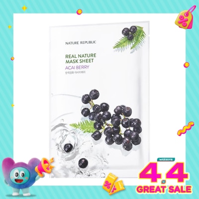 NATURE REPUBLIC - Nature Republic Real Nature Acai Berry Mask Sheet 23ml