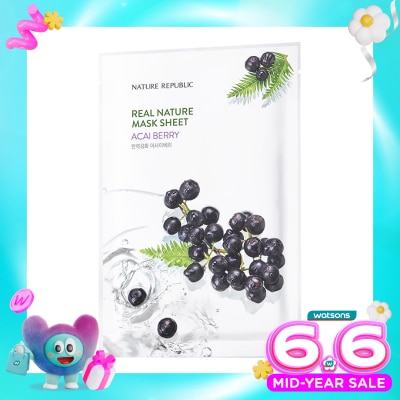 NATURE REPUBLIC - Nature Republic Real Nature Acai Berry Mask Sheet 23ml