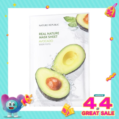 NATURE REPUBLIC - Nature Republic Real Nature Avocado Mask Sheet 23ml