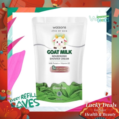 WATSONS Watsons Goat Milk Nourishing Green Tea Shower Cream Pouch 800ml