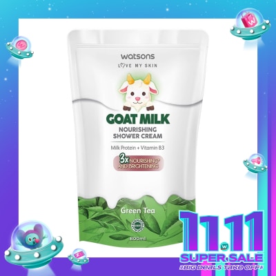 WATSONS Watsons Goat Milk Nourishing Green Tea Shower Cream Pouch 800ml