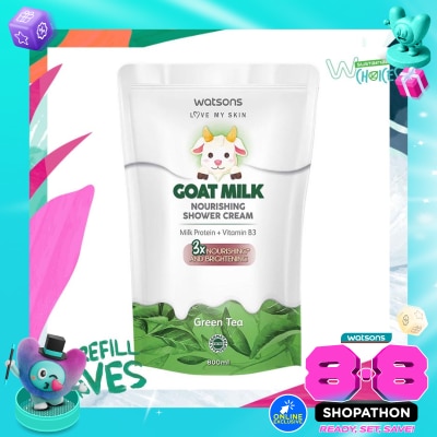 WATSONS COLLECTION - Watsons Goat Milk Nourishing Green Tea Shower Cream Pouch 800ml image