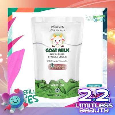 WATSONS Watsons Goat Milk Nourishing Green Tea Shower Cream Pouch 800ml