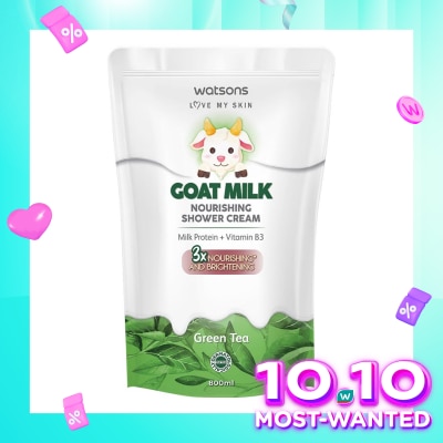 WATSONS Watsons Goat Milk Nourishing Green Tea Shower Cream Pouch 800ml