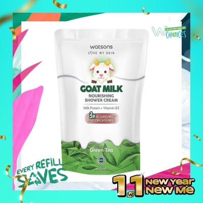 WATSONS Watsons Goat Milk Nourishing Green Tea Shower Cream Pouch 800ml