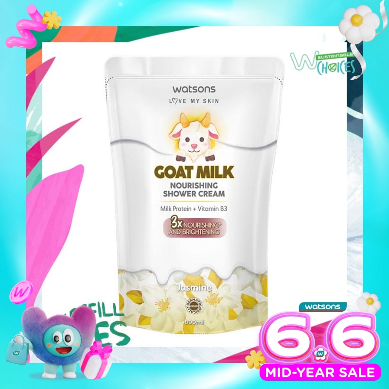 Watsons Goat Milk Nourishing Jasmine Shower Cream Pouch 800ml