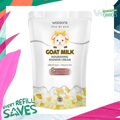 WATSONS Watsons Goat Milk Nourishing Jasmine Shower Cream Pouch 800ml