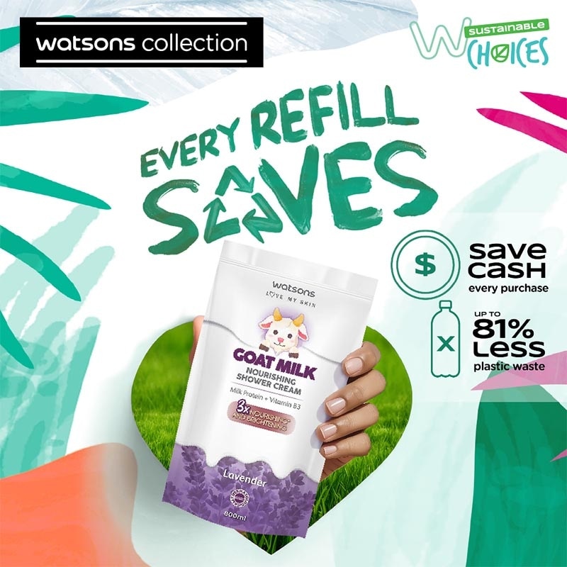 Watsons Goat Milk Nourishing Lavender Shower Cream Pouch 800ml