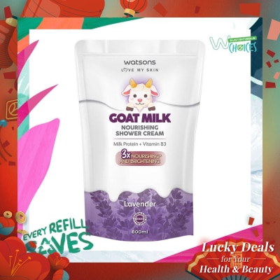WATSONS Watsons Goat Milk Nourishing Lavender Shower Cream Pouch 800ml