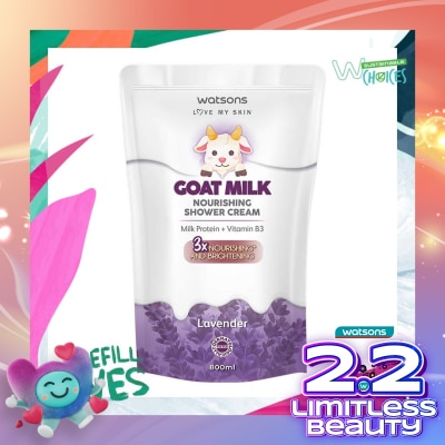 WATSONS Watsons Goat Milk Nourishing Lavender Shower Cream Pouch 800ml