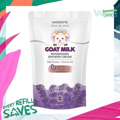 WATSONS Watsons Goat Milk Nourishing Lavender Shower Cream Pouch 800ml