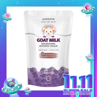 WATSONS Watsons Goat Milk Nourishing Lavender Shower Cream Pouch 800ml