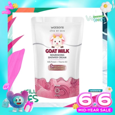 WATSONS - Watsons Goat Milk Nourishing Rose Shower Cream Pouch 800ml