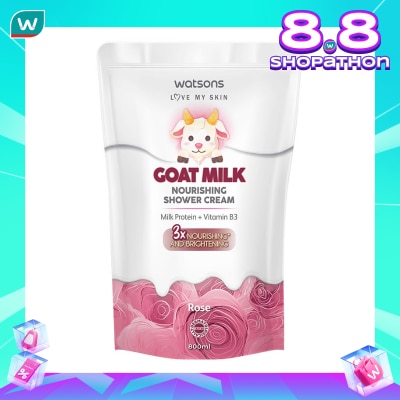 WATSONS Watsons Goat Milk Nourishing Rose Shower Cream Pouch 800ml