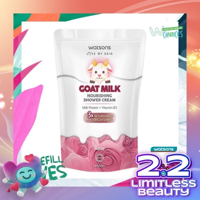 WATSONS Watsons Goat Milk Nourishing Rose Shower Cream Pouch 800ml