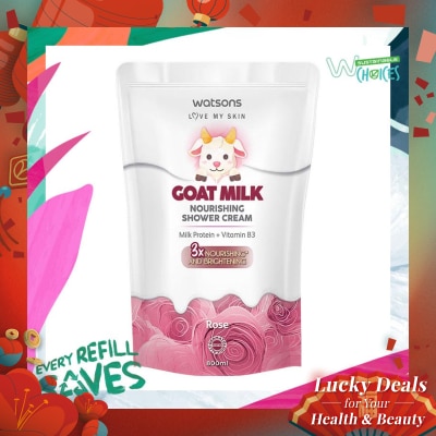 WATSONS Watsons Goat Milk Nourishing Rose Shower Cream Pouch 800ml