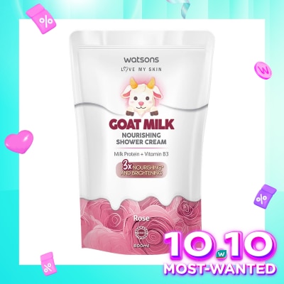 WATSONS Watsons Goat Milk Nourishing Rose Shower Cream Pouch 800ml
