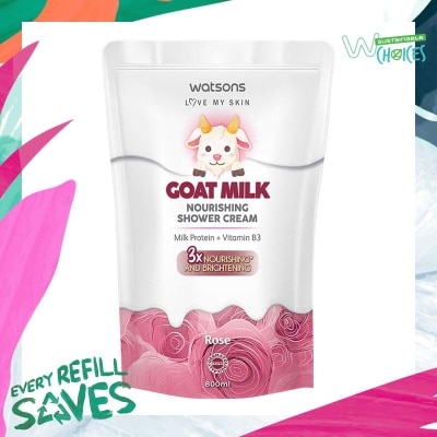 WATSONS Watsons Goat Milk Nourishing Rose Shower Cream Pouch 800ml