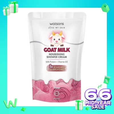 WATSONS Watsons Goat Milk Nourishing Rose Shower Cream Pouch 800ml