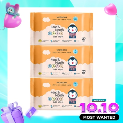 WATSONS COLLECTION Watsons Hand & Mouth Baby Soft Wipes 20'S X 3 image