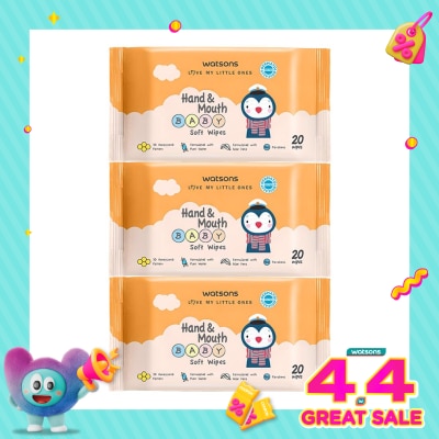 WATSONS - Watsons Hand & Mouth Baby Soft Wipes 20'S X 3