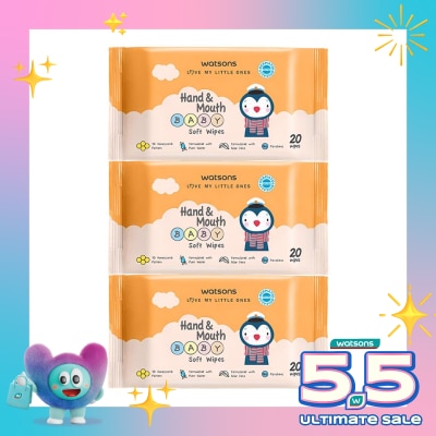 WATSONS - Watsons Hand & Mouth Baby Soft Wipes 20'S X 3