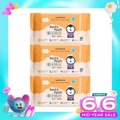 WATSONS - Watsons Hand & Mouth Baby Soft Wipes 20'S X 3