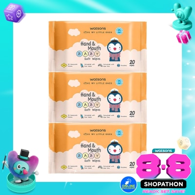 WATSONS COLLECTION - Watsons Hand & Mouth Baby Soft Wipes 20'S X 3 image