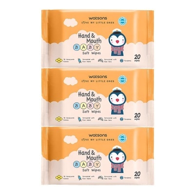 WATSONS Watsons Hand & Mouth Baby Soft Wipes 20'S X 3