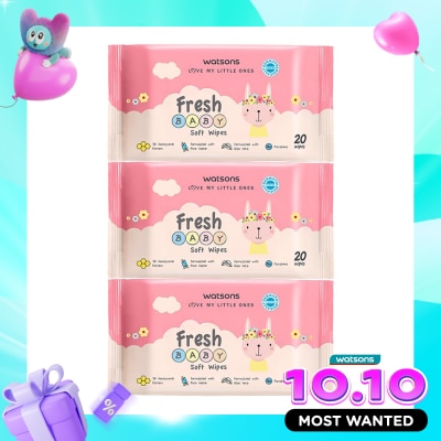 WATSONS COLLECTION Watsons Fresh Baby Soft Wipes 20'S X 3 image
