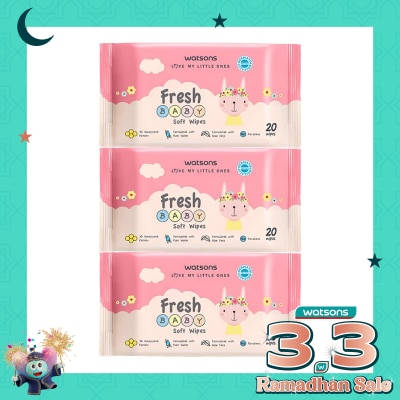 WATSONS Watsons Fresh Baby Soft Wipes 20'S X 3