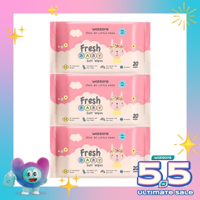 WATSONS - Watsons Fresh Baby Soft Wipes 20'S X 3